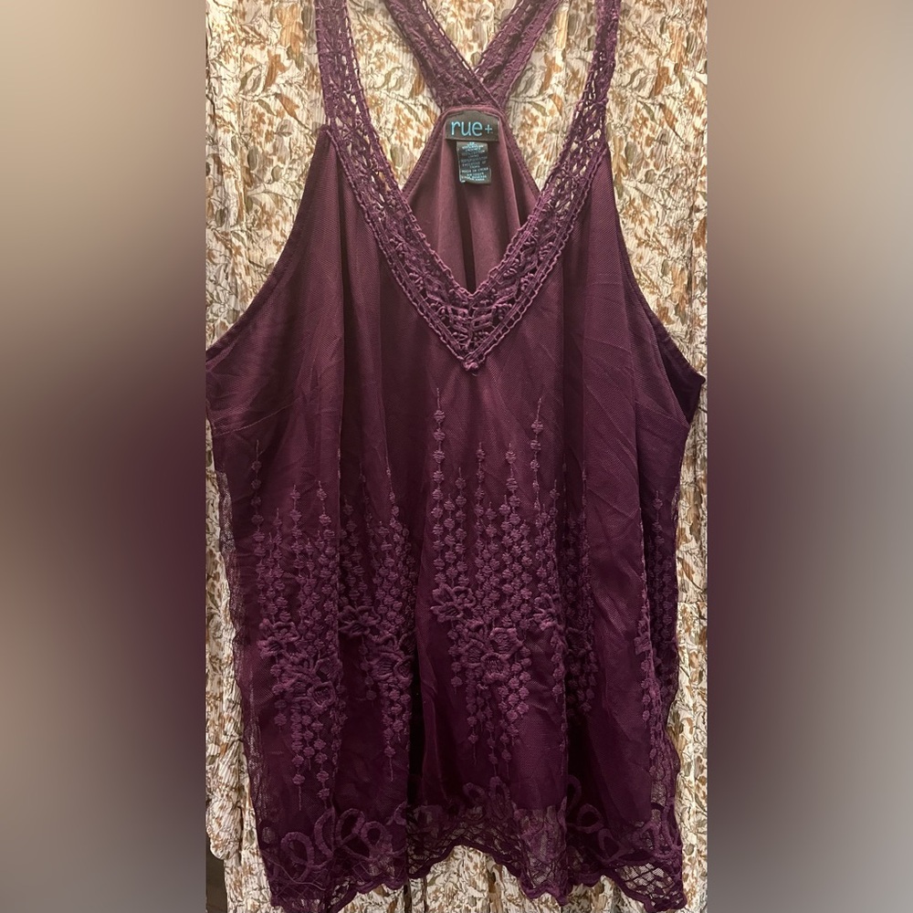 Rue21 Women's Deep Purple Lace Tank Top